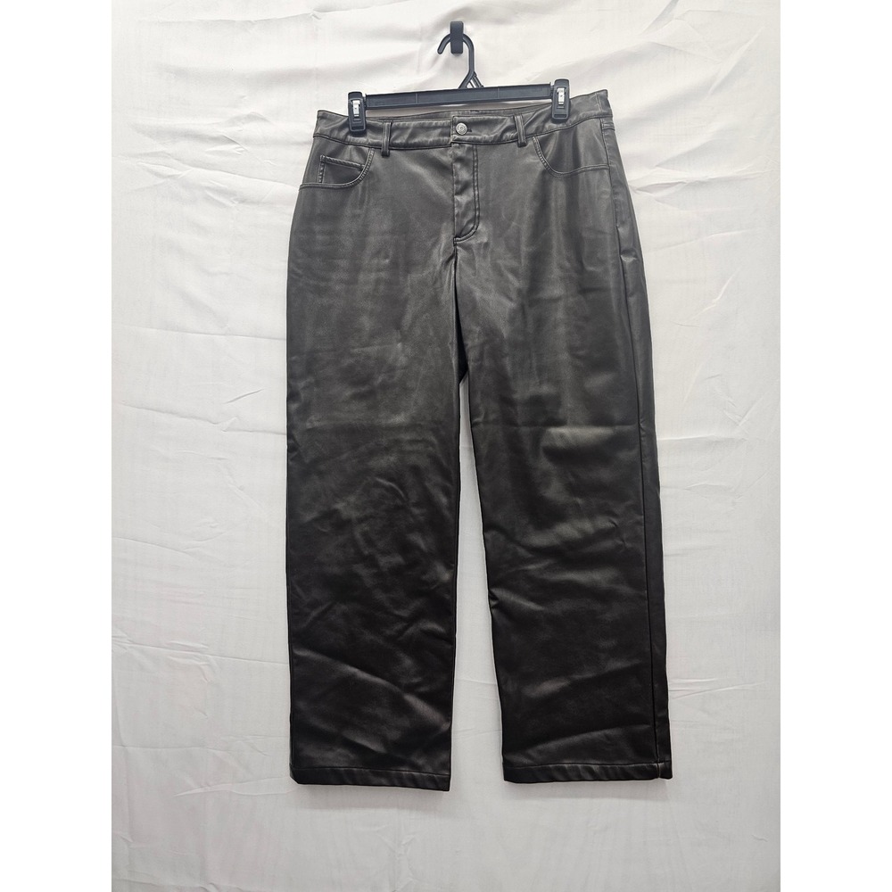 Wild Fable Womens Straight Faux Leather Pants Brown Casual Size 12